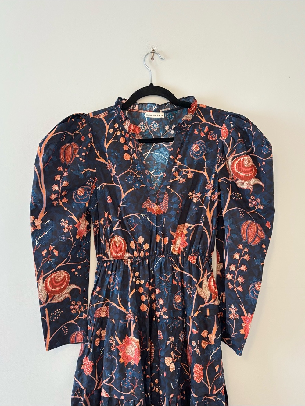 Ulla Johnson Nanette Midi Dress in Moonlight Long Sleeve Tiered Floral Print - Picture 3 of 7